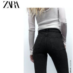 ZARA Mom Jeans Black denim high rise SZ 4 NWOT